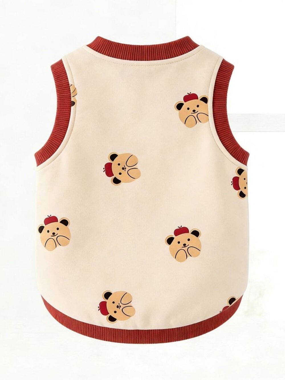 Pet dog clothes, super cute apple bear print, skin-friendly and comfortable vest